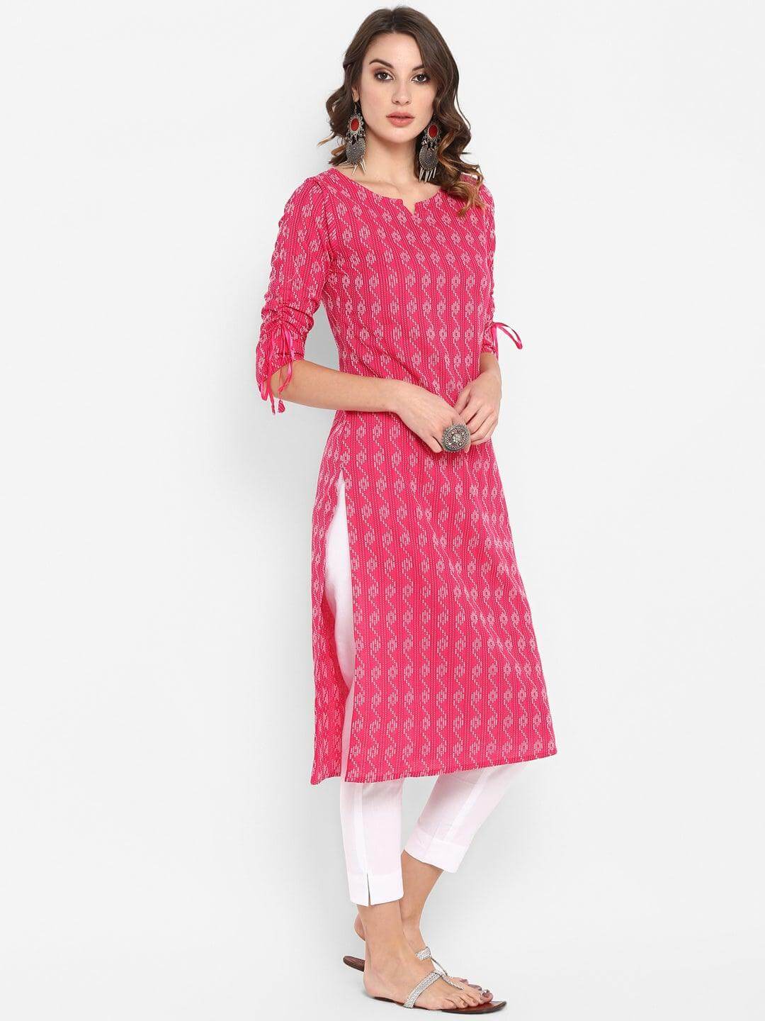 Raani Katha Cotton Kurti- Knee Length - 3405 - Image 6