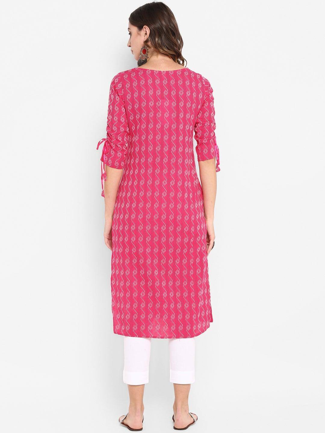 Raani Katha Cotton Kurti- Knee Length - 3405 - Image 7