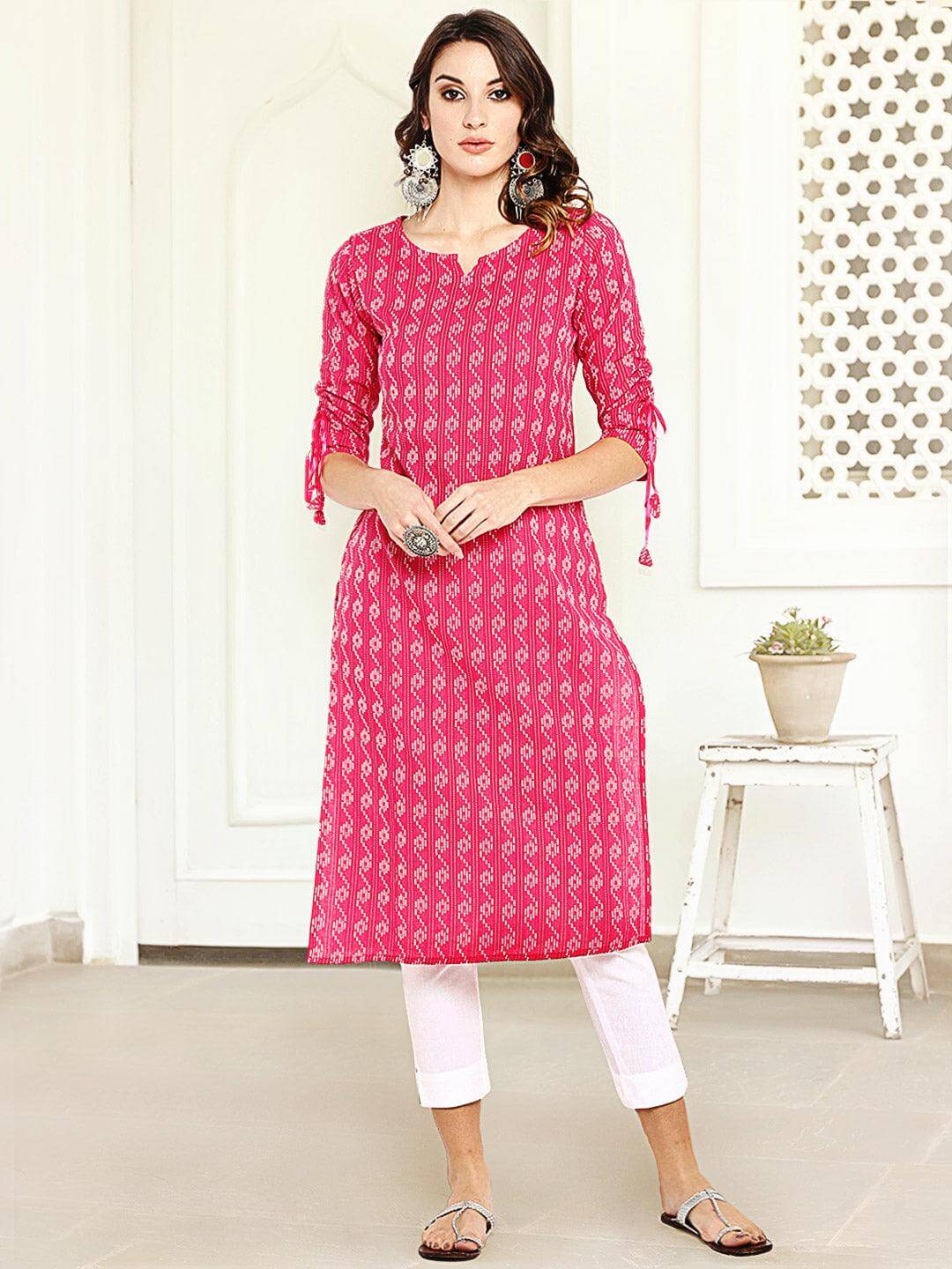 Raani Katha Cotton Kurti- Knee Length - 3405 - Image 9
