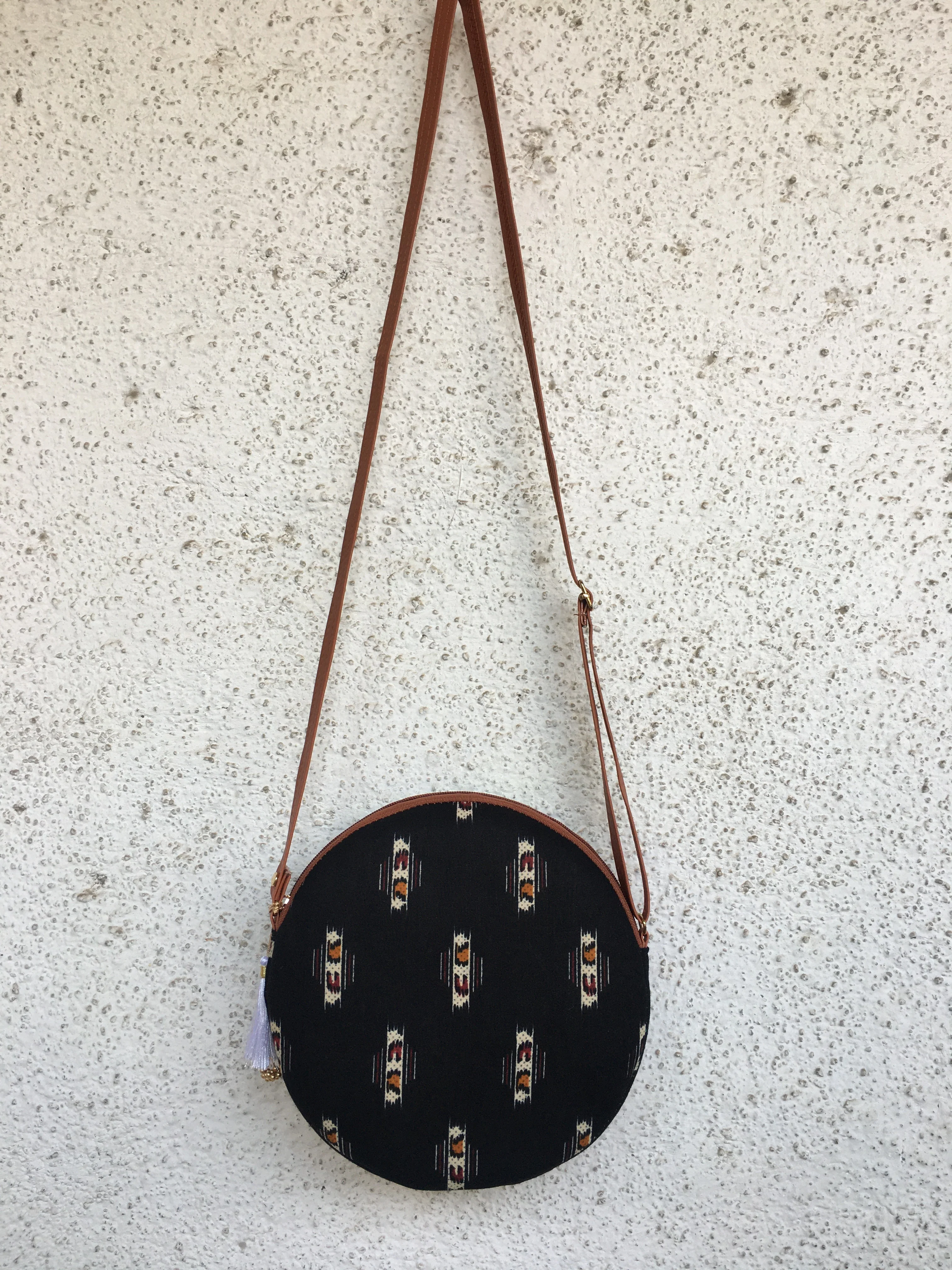 Royal Black Ajrakh - Cute Round Sling bag - Image 2