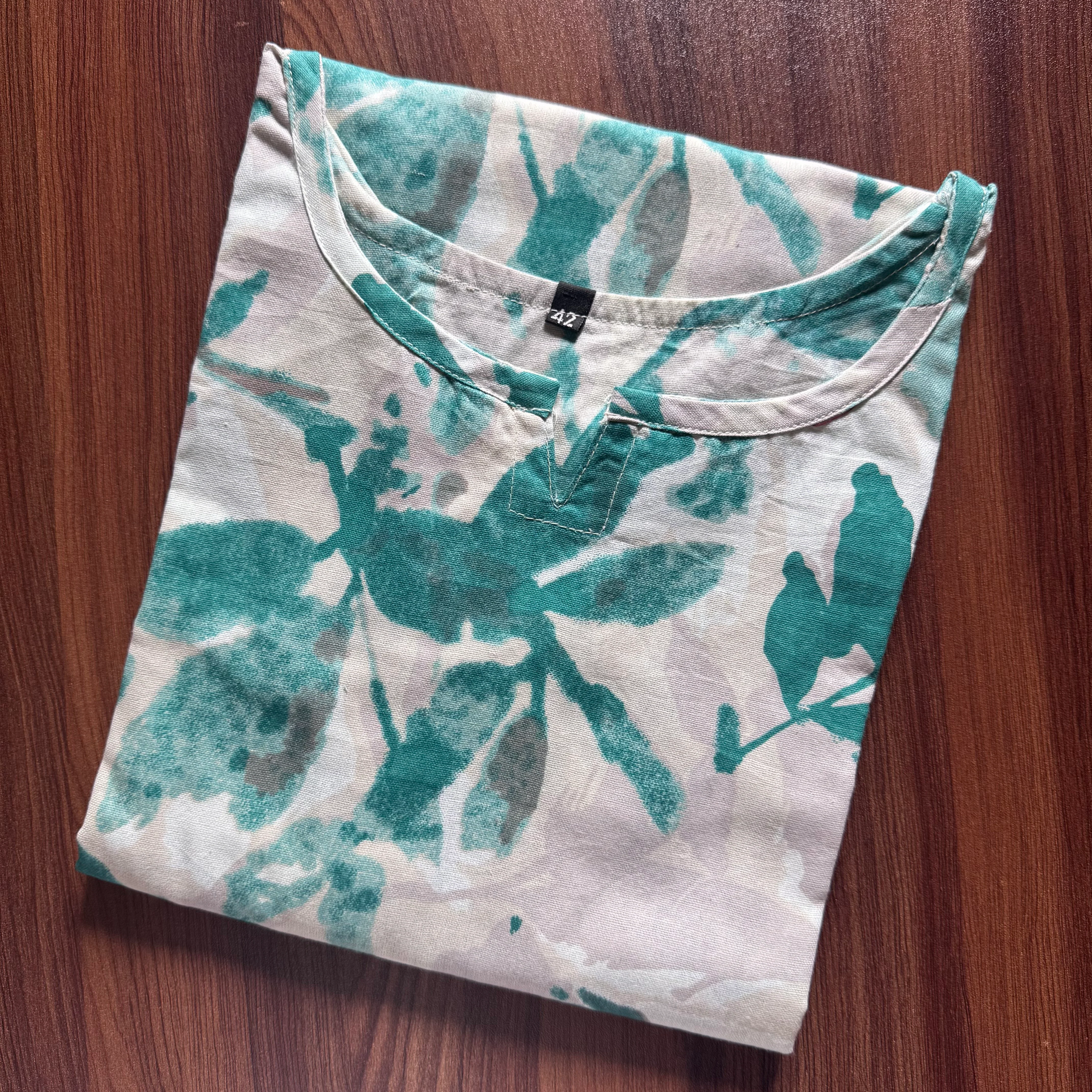 Sea Green White Petals - Cord Sets - Pure Cotton - Image 6