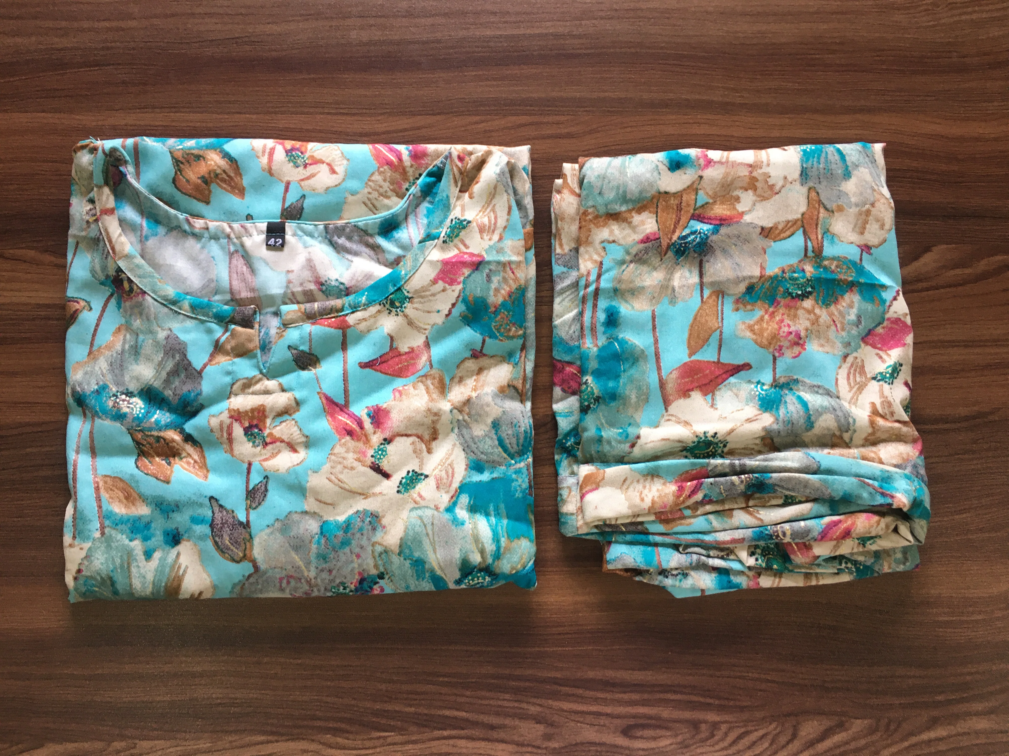 Soft Rayon- Sky Blue White - Cord Set - Image 4