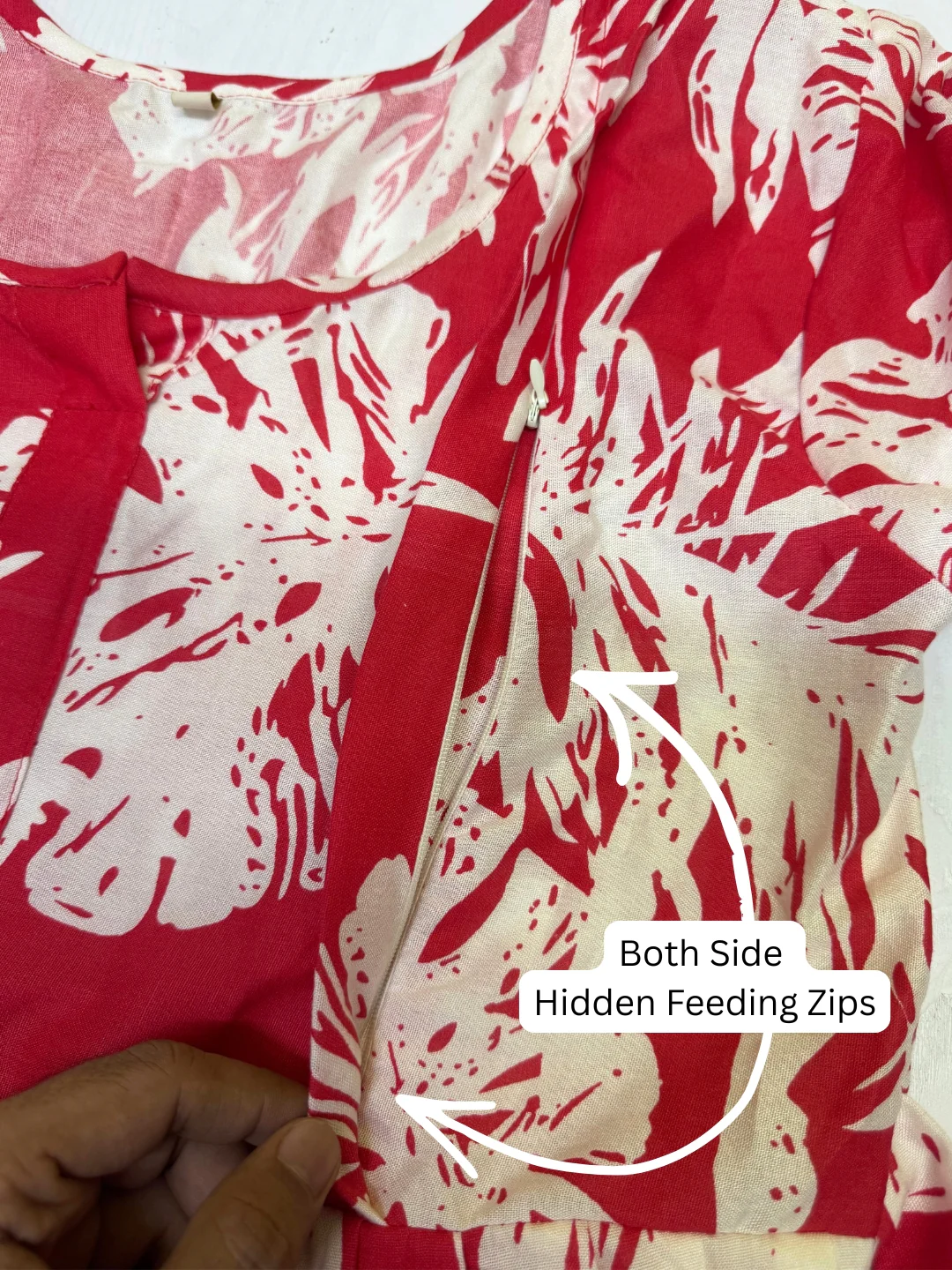 Swiss Red - Maternity Dress with Feeding Zips - Soft Rayon - Image 3