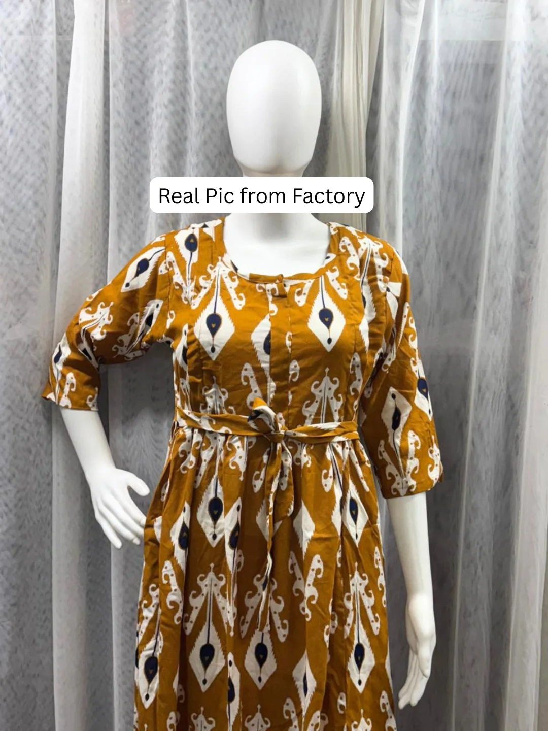 White Arrow - Mustard - Maternity Dress with Feeding Zips - Soft Rayon - Image 12